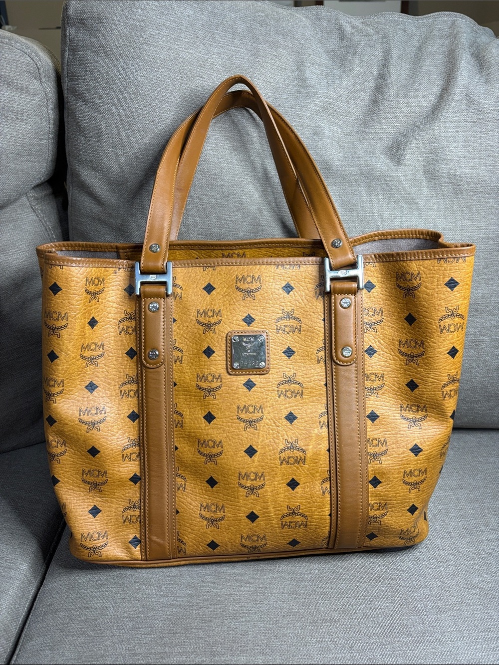 MCM Cognac Visetos Shopper Tote — COA Included